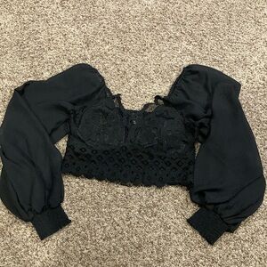 Vici cropped balloon sleeve top